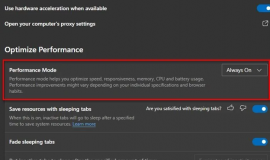 Cách kích hoạt chế độ Performance Mode của trình duyệt Edge