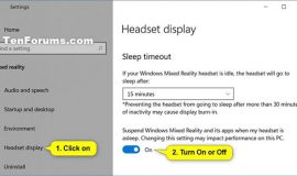 Cách bật/tắt tính năng Suspend Mixed Reality and its Apps when Headset is Asleep trong Windows 10