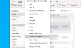 Cách đổi chế độ sử dụng chuột hoặc cảm ứng trên Outlook